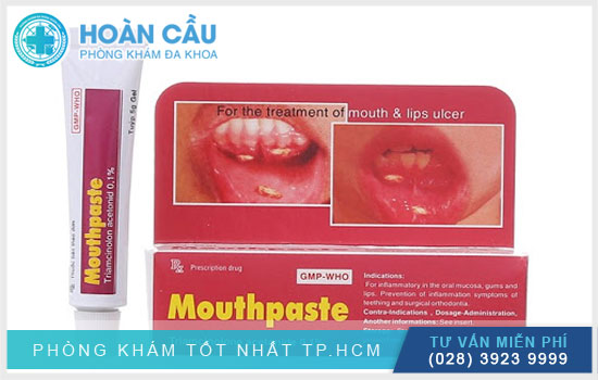 Mouthpaste có công dụng điều trị viêm loét niêm mạc môi và miệng