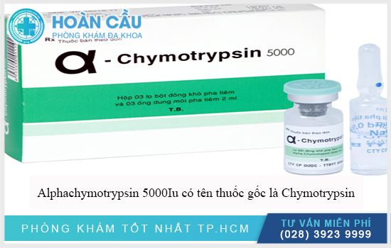 Alphachymotrypsin 5000Iu có tên thuốc gốc là Chymotrypsin