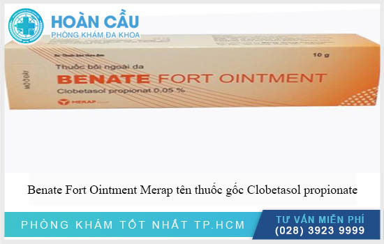 Benate Fort Ointment Merap 10G có tên thuốc gốc Clobetasol propionate