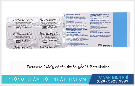 Betaserc 24Mg có tên thuốc gốc là Betahistine