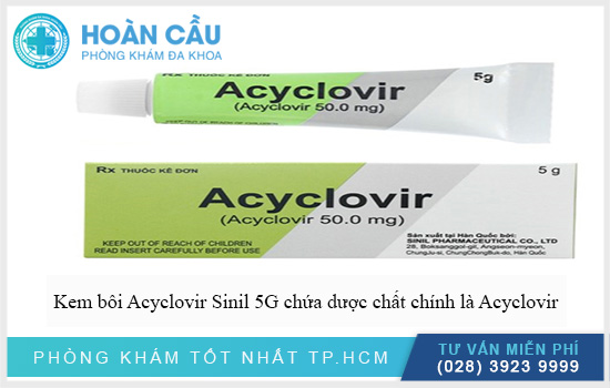 Kem bôi Acyclovir Sinil 5G chứa dược chất chính là Acyclovir