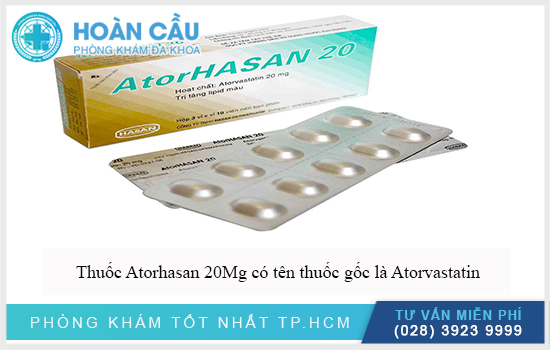 Thuốc Atorhasan 20Mg có tên thuốc gốc là Atorvastatin