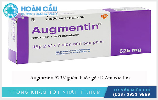 Augmentin 625Mg có tên thuốc gốc là Amoxicillin